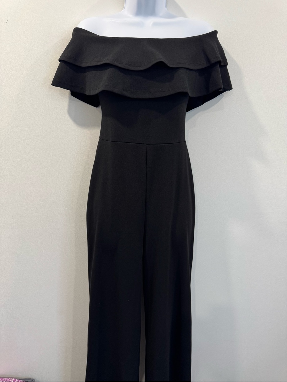 Fashion Nova Black Off-Shoulder Ruffle Jumpsuit